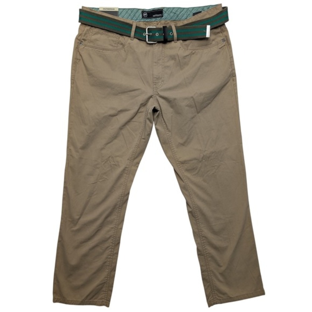 NWT Weatherproof Pants Mens 36x30 Khaki Classic‎ Straight Leg Cotton With Belt